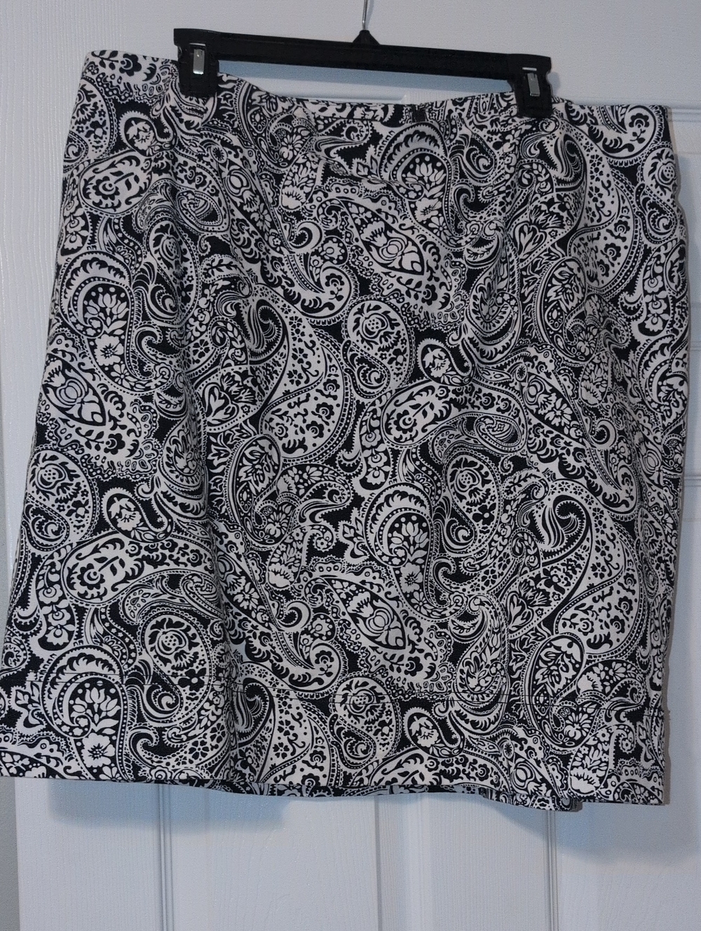 Talbots Black and White Paisley A-Line Skirt